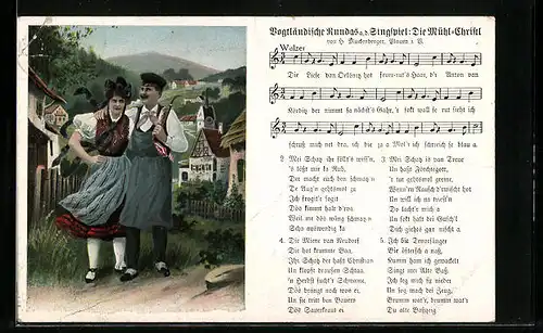 Lied-AK Hilmar Mückenberger: Oelsnitz, Die Mühl-Christl, Die Liese van Oelsnitz...