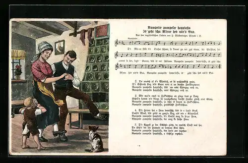 Lied-AK Hilmar Mückenberger: Rumpelte pumpelte hoppsassa, Is geht scha Miene heb när`s Baa