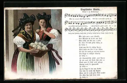 Lied-AK Hilmar Mückenberger: Vogtländer Madle, Zwei Frauen mit einer Schüssel Knödel