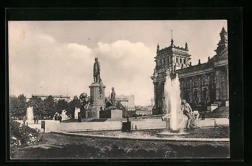 AK Berlin, Bismarck-Denkmal und Reichstagsgebäude