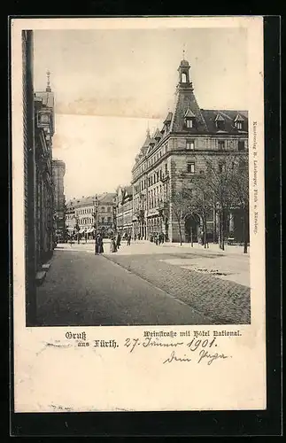 AK Fürth, Weinstrasse mit dem Hotel National