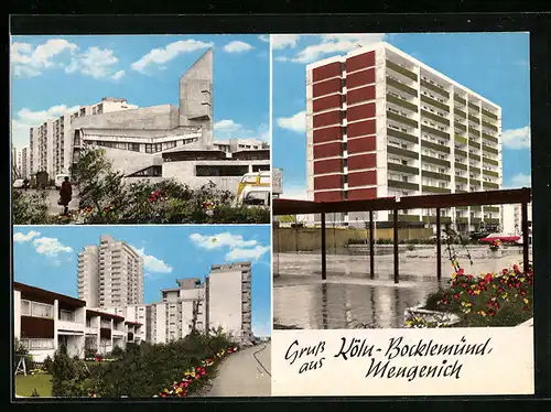 AK Köln-Bocklemünd, Mengenich, Anlagen vor den Wohnhäusern, Plattenbauten