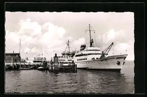 AK Cuxhaven, Passagierschiff Bunte Kuh an der Alten Liebe