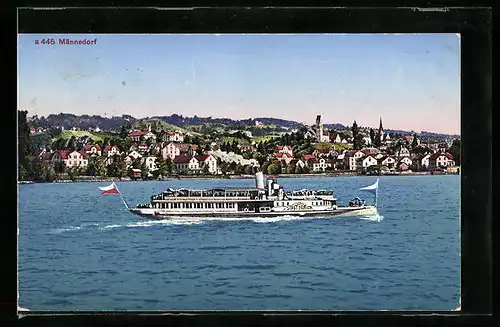 AK Männedorf, Dampfer Stadt Zürich, Gesamtansicht