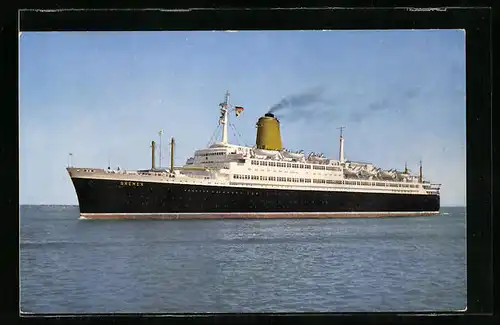 AK Passagierschiff TS Bremen auf glatter See, Flaggschiff Nordd. Lloyd