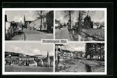AK Denklingen /Rhl., Strassenpartie mit Kirche, Ortspartien