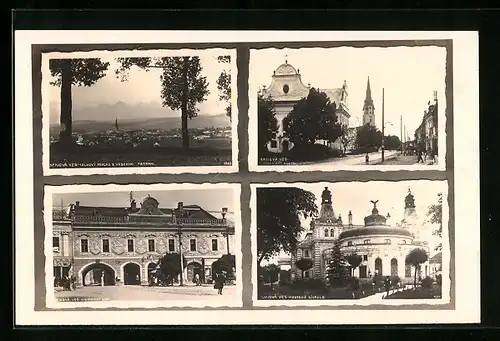 AK Spisska Nova Ves, Strassenpartie mit Kirche, Gesamtansicht