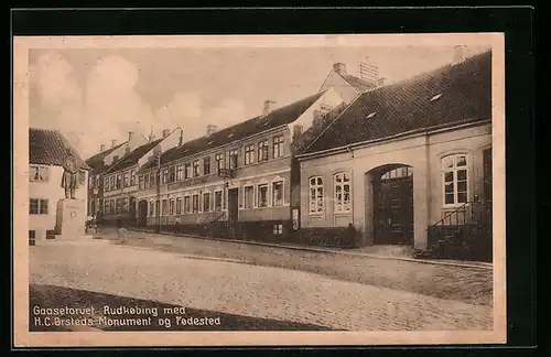 AK Fodested, Gaasetorvet Rudkobing med H. C. Orsteds Monument