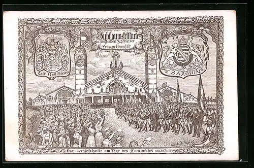 AK Leipzig, Jubiläums-Festkarte zur 500-Jahrfeier der Universität 1909, Festhalle