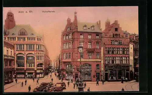 AK Köln a. Rh., Wallraffsplatz mit Hotel-Restaurant Alt-Seidelberg, Kutschen