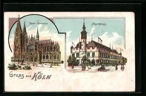 Lithographie Köln, Stapelhaus, Dom