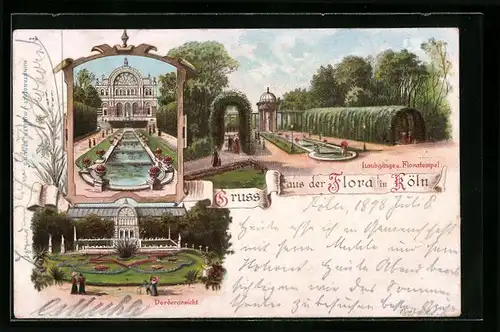 Lithographie Köln, Laubgänge und Floratempel