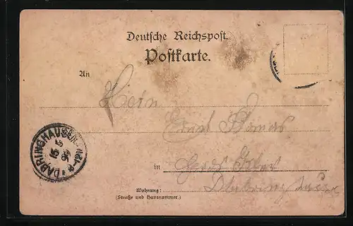 Lithographie Aachen, Justizgebäude, Kurhaus, Post, Linzenhäuschen