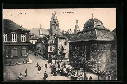 AK Aachen, Strassenpartie am Fischmarkt