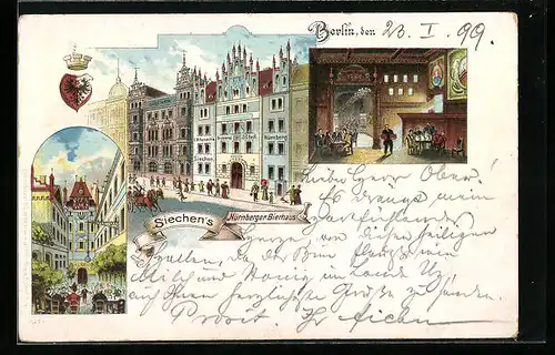 Lithographie Berlin, Siechen`s Nürnberger Bierhaus, Behrenstrasse 23