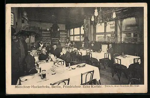 AK Berlin, Gasthaus Münchner Hackerbräu, Friedrichstr. Ecke Karlstr.