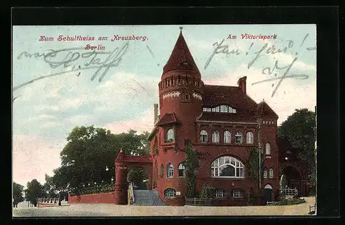 AK Berlin, Gasthaus Zum Schultheiss am Kreuzberg, Am Viktoriapark