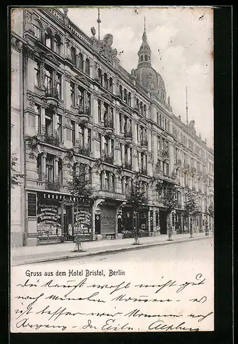 AK Berlin, Hotel Bristol, Strassenansicht