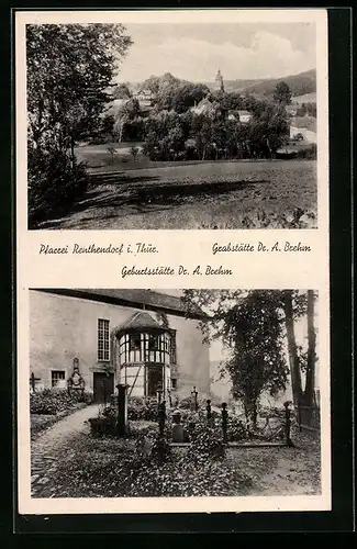 AK Renthendorf /Th., Pfarrei, Geburts- und Grabstätte Dr. A. Brehm