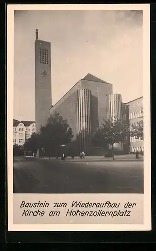 AK Berlin-Wilmersdorf, Baustein zum Wiederaufbau der Kirche am Hohenzollernplatz