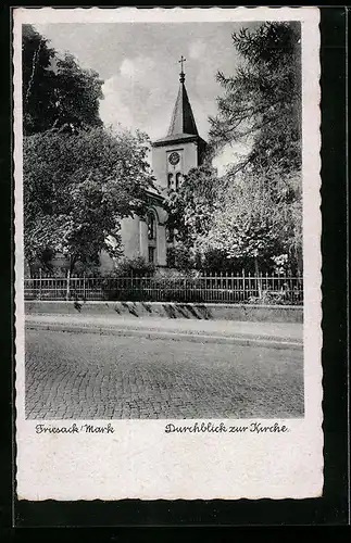 AK Friesack /Mark, Durchblick zur Kirche