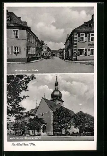 AK Marktleuthen /Obfr., Kirchenlamitzer Str., Motiv an der Kirche u. Markt