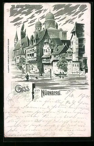 Lithographie Nürnberg, An der Pegnitz
