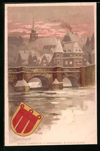 Künstler-AK Tübingen, Brücke am Fluss