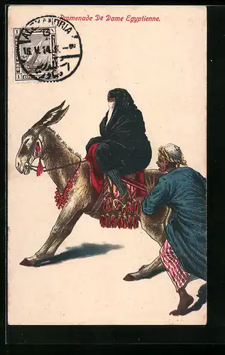 AK Promenade de Dame Egyptienne