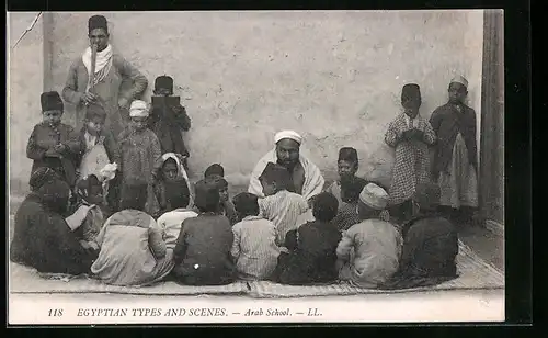 AK Egyptian Types and Scenes, Arab School