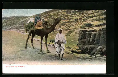 AK Bedouin en Voyage, Araber mit einem Kamel