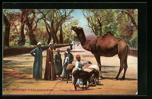 AK Egyptian Types and Scenes, A happy family