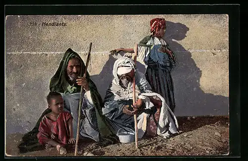 AK Mendiants, Arabische Männer und Kinder