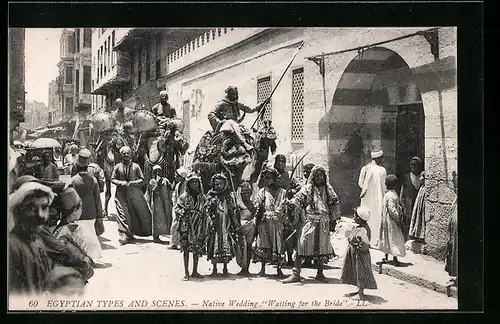 AK Native Wedding, Waiting for the Bride, Egyptian Types and Scenes