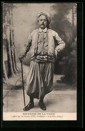 AK A la ville d`Alger, Arabischer Mann mit Gehstock