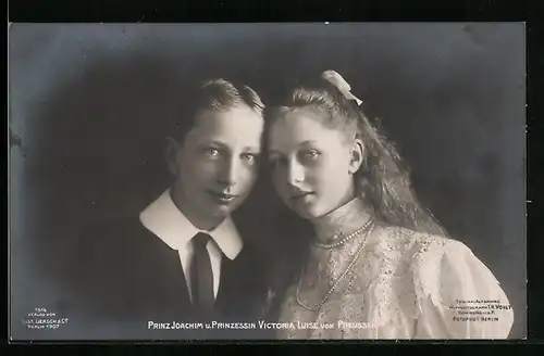 AK Portrait Prinz Joachim und Prinzessin Victoria Luise von Preussen als Jugendliche