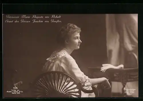 AK Prinzessin Joachim von Preussen, Elegantes Jugendportrait