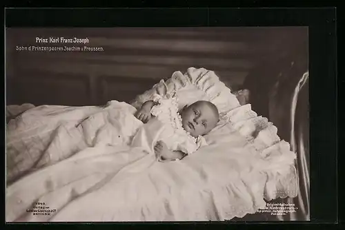 AK Prinz Karl Franz Joseph, Sohn des Prinzenpaares Joachim von Preussen, als Täufling