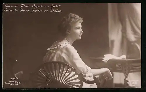 AK Portrait Marie Auguste von Anhalt als junge Frau