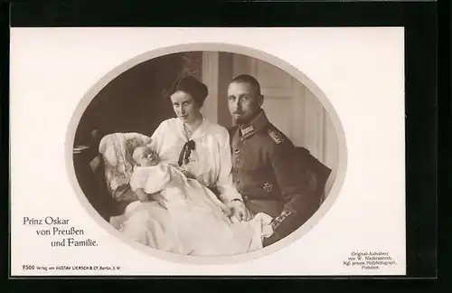 AK Prinz Oskar von Preussen mit Taufkind und Ehefrau