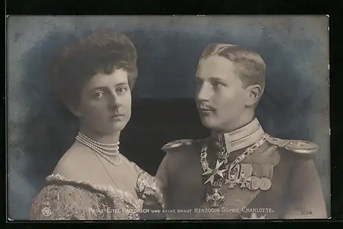 AK Prinz und Prinzessin Eitel Friedrich als Brautpaar