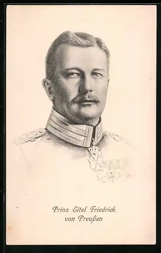 AK Prinz Eitel Friedrich von Preussen als Zeichnung