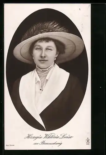 AK Viktoria Luise Herzogin von Braunschweig mit Hut