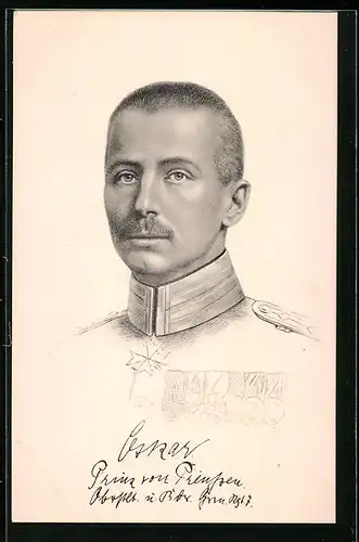 Künstler-AK Prinz Oskar von Preussen in Uniform