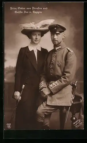 AK Prinz Oskar von Preussen mit Gräfin Ina v. Ruppin
