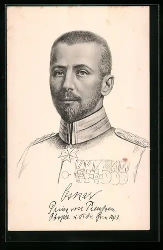 AK Prinz Oskar von Preussen mit Ordensspange