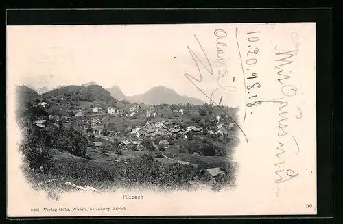 AK Filzbach, Gesamtansicht mit Bergen