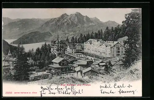 AK Rigi-Kaltbad, Ortsansicht mit Pilatus