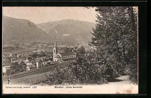 AK Moutier, Ortsansicht mit Kirche