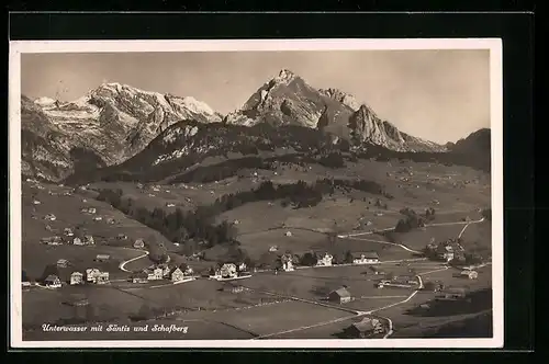 AK Unterwasser, Panorama mit Säntis und Schafberg